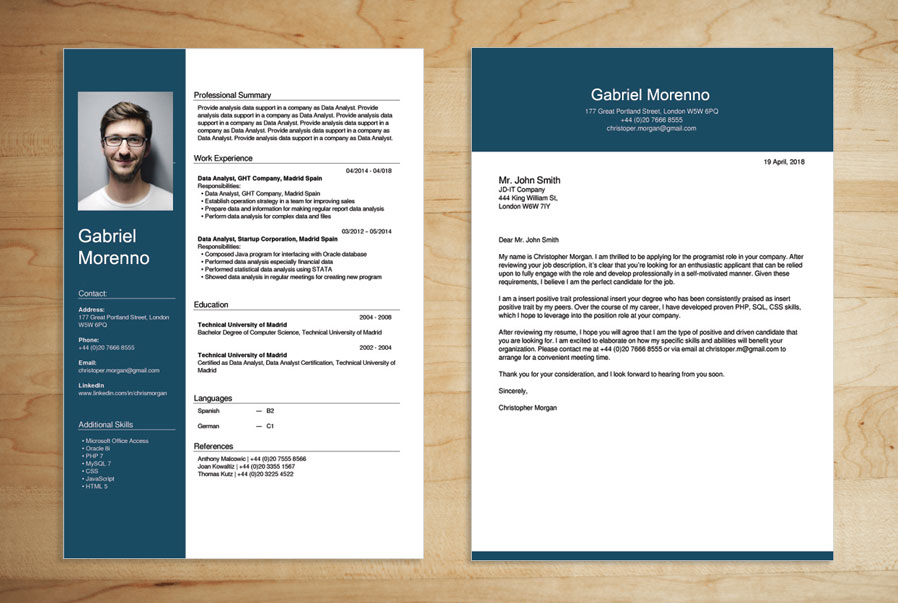 CV set and cover letter